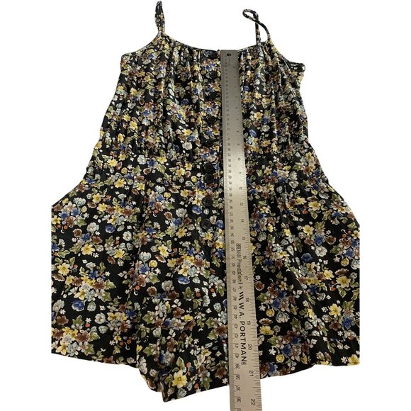 XXI Floral Button-Down Romper Womens Spaghetti Straps Black Multicolor Size SP - Picture 5 of 9